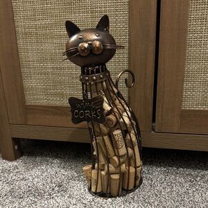 Bronze Metal Cat Wine Cork Holder